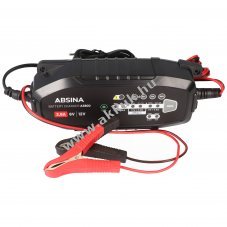 ABSINA A3800 asztali 8-l�pcs�s t�lt� 6V-12,8V 3,8A krokodilcsipeszes LiFePO4 �s �lom akku