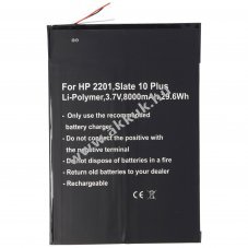 Helyettes�t� akku HP Slate 10 Plus HP2201 3,7V 8000mAh 781101-001 PR-3159167 Li-Polymer