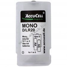 Univerz�lis Mono D adapter 1 vagy 2 db AA akku vagy elem, 59,2 x 32 mm