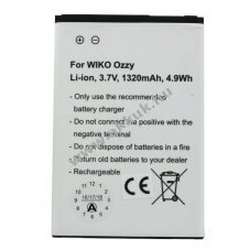Helyettes�t� akku Wiko Ozzy S104-H56000-003 mobiltelefon 3,7V 1320mAh 4,9Wh Li-Ion