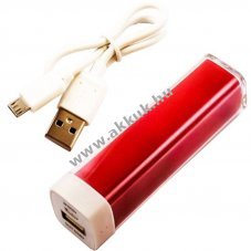 Helyettes�t� akku powerbank 5V 2200mAh piros Micro-USB k�bellel Li-Ion