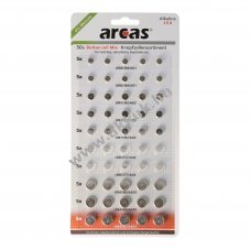 Arcas gombelem k�szlet 1,5V 50db/csomag AG1 LR60, AG3 LR41, AG4 LR66, AG10 LR54, AG13 LR44