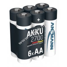 Ansmann Typ 2700 AA Mignon ceruza akku 1,2V 2700mAh 6db/csomag NiMH