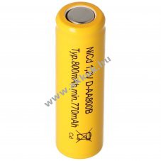 Helyettes�t� akku AA Mignon ceruza lapos tetej� 1,2V 600-800mAh 1db/csomag NiCd