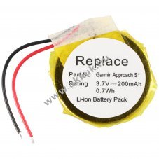 Helyettest akku Garmin Approach S4 S3 S1 S2 Forerunner 110 210 210W S1 S1W 3,7V 200mAh Li-Ion