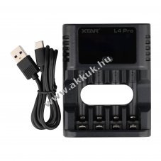 XTAR L4 Pro akkut�lt� AA/AAA 1,5V Li-Ion �s 1,2V NiMH/NiCd USB-C LCD 4x0,5A