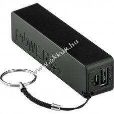 Helyettes�t� akku Powerbank 2.0 2000mAh 3,7V mobiltelefonhoz fekete Li-Ion