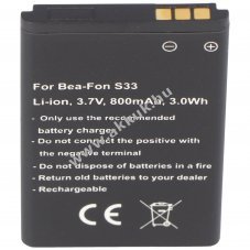 Helyettes�t� akku Bea-Fon S33 C140 C240 mobiltelefon 3,7V 800mAh Li-Ion