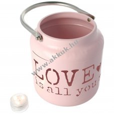 Eazyuse LED m�cses Love is all you need vil�gos r�zsasz�n kerek 3 feh�r LED 2db CR2032