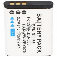 Helyettes�t� akku Sanyo DB-L80 DMX-CG10 VPC-CG10 VPC-X1200 videokamera