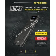 Nitecore EDC27 LED zsebl�mpa 3000lm USB-C Li-Ion 1700mAh IP54