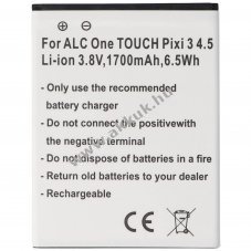 Helyettes�t� akku Alcatel One Touch Pixi 3 4.5 mobiltelefon 3,8V 1700mAh 6,5Wh Li-Ion