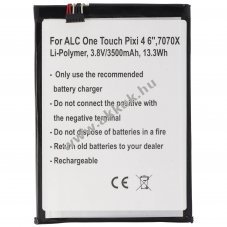 Helyettes�t� akku mobiltelefon Alcatel One Touch Pixi 4 6 7070X TLp035AJ 3,8V 3500mAh Li-Polymer