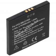 Helyettes�t� akku Hyundai MB-D1000 mobiltelefon 3,7V 500mAh 1,8Wh Li-ion