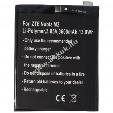 Helyettest akku ZTE Nubia M2 3,85V 3600mAh Li-Polymer
