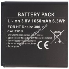 Helyettes�t� akku mobiltelefon HTC Desire300 3,8V 1650mAh 35H00190-09M99H11368-00BA-S950BP6A100LiIon