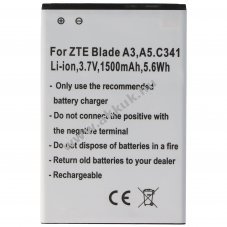 Helyettes�t� akku ZTE Blade A3 A5 C341 3,7V 1500mAh Li-Ion