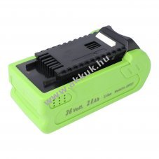 Helyettes�t� akku Greenworks G-max 36V 1500mAh 54Wh 2500007 G40B2 G40B25 kerti g�p Li-Ion