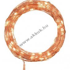 Lotti LED mikro f�nyf�z�r r�zsz�n� 100 LED melegfeh�r 10m t�vir�ny�t�s CR2025 45354