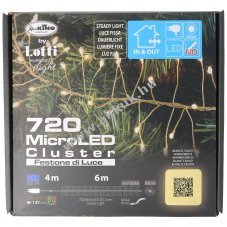 Micro Cluster LED f�nyf�z�r 720 LED melegfeh�r 12V 6m vil�g�t� r�sz 10m vezet�kkel IP44 55315