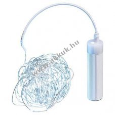 Lotti LED mikro f�nyf�z�r 100LED 9,9m ez�st feh�r f�ny t�vir�ny�t� PowerBank 1800mAh
