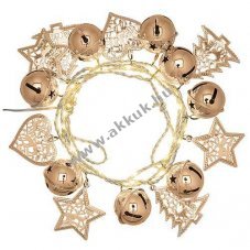 Lotti LED dekor�ci�s f�nyf�z�r 63358 pezsg�sz�n� 200LED 10m melegfeh�r 4,5V id�z�t� h�l�zati t�ppal