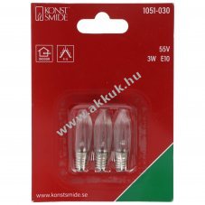 Konstsmide gyertya izz� 1051-030 55V 3W E10 3db/csomag
