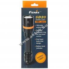 Fenix SD20 b�v�rl�mpa 1000lm/105lm v�r�s LED akku, elem n�lk�l