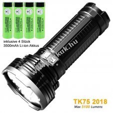 Fenix TK75 zsebl�mpa max.5100lm tartalmaz 4 Panasonic 18650 akku Li-Ion