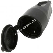 Gum�rozott v�d��rintkez�s kupplung fekete fed�llel 250V 16A 2,5mm2
