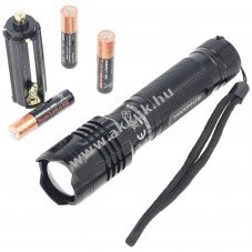 Zoom f�kusz� LED zsebl�mpa 5W 535 lumen 3db AAA Duracell alk�li elem