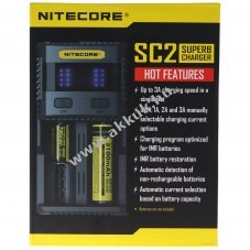 Nitecore SC2 k�tcsatorn�s gyorst�lt� max.3A, akku max.71-72mm