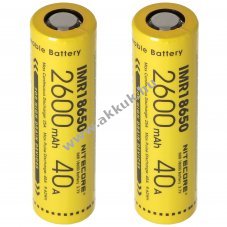 Nitecore 18650IMR 3,7V 2600mAh 2db/csomag akku Li-Ion