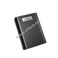 Nitecore F4 akkut�lt� 4x18650 Powerbank 2xUSB f�nyk�pez�g�p, videokamera kompatibilis
