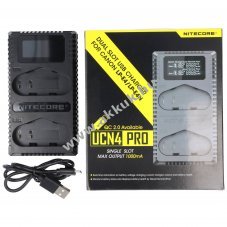 Nitecore UCN4 Pro k�tcsatorn�s t�lt� Canon LP-E19/LP-E4/LP-E4N f�nyk�pez�g�p �s videokamera akkukhoz