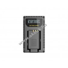 Nitecore USN2 USB t�lt� NP-BX1 akkuhoz, 2 foglalat, LCD kijelz�s