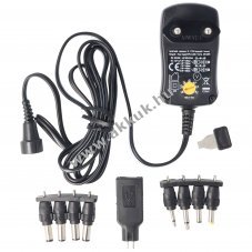 3V-12V univerz�lis t�pegys�g 1 USB 8 DC adapterrel max.3,6W 0,3A fekete