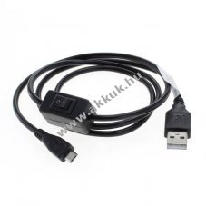 Micro-USB t�lt�k�bel 2,5A 1,0m kapcsol�val fekete