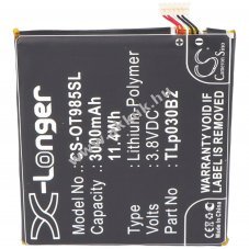 Helyettes�t� akku Alcatel TLp030B 3,8V 3000mAh Li-Polymer