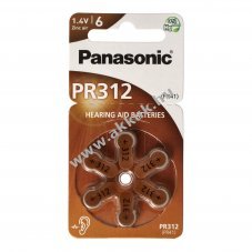 Panasonic PR312 hall�k�sz�l�k elem 1,4V 180mAh 6db/csomag Zink Air