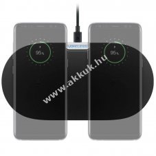 Qi vezet�k n�lk�li dupla gyors t�lt�pad 10W 2A indukci�s fekete 2 eszk�z