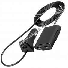 N�gyes USB aut�t�lt� szivargy�jt� 9,6A 4x USB A 5V 1,8m fekete