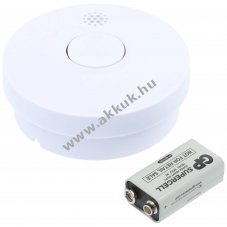 Fotoelektromos f�stjelz� 1x9V elemmel kb.85dB feh�r CE DIN EN 14604