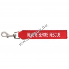 Tee-uu REMOVE BEFORE RESCUE kulcstart� piros 14,6x2,8cm nylon karabinerrel