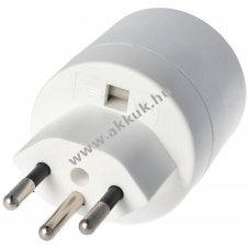 Sv�jci adapter Schuko Typ F aljzatr�l sv�jci 3 t�s dug� 230V 10A feh�r
