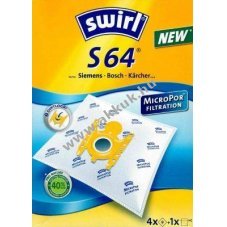 Swirl S64 (S66) MicroPor porzs�k 4db/csomag + 1db sz�r� Siemens Bosch K�rcher kompatibilis