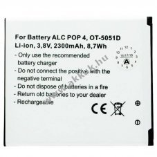 Helyettes�t� akku Alcatel POP 4 OT-5051D TLP025H1 mobiltelefon 3,8V 2300mAh Li-Ion