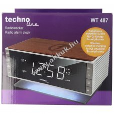 Technoline WT487 r�di�s �breszt��ra Qi vezet�k n�lk�li t�lt�s t�k�rkijelz� FM r�di�