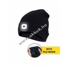 Velamp LED k�t�tt sapka fleece b�l�ssel 3,7V 250mAh �jrat�lthet� fekete