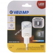 Velamp FROOT LED �jjeli l�mpa BE/KI kapcsol�, extra kompakt, vertik�lis csatlakoz�, feh�r